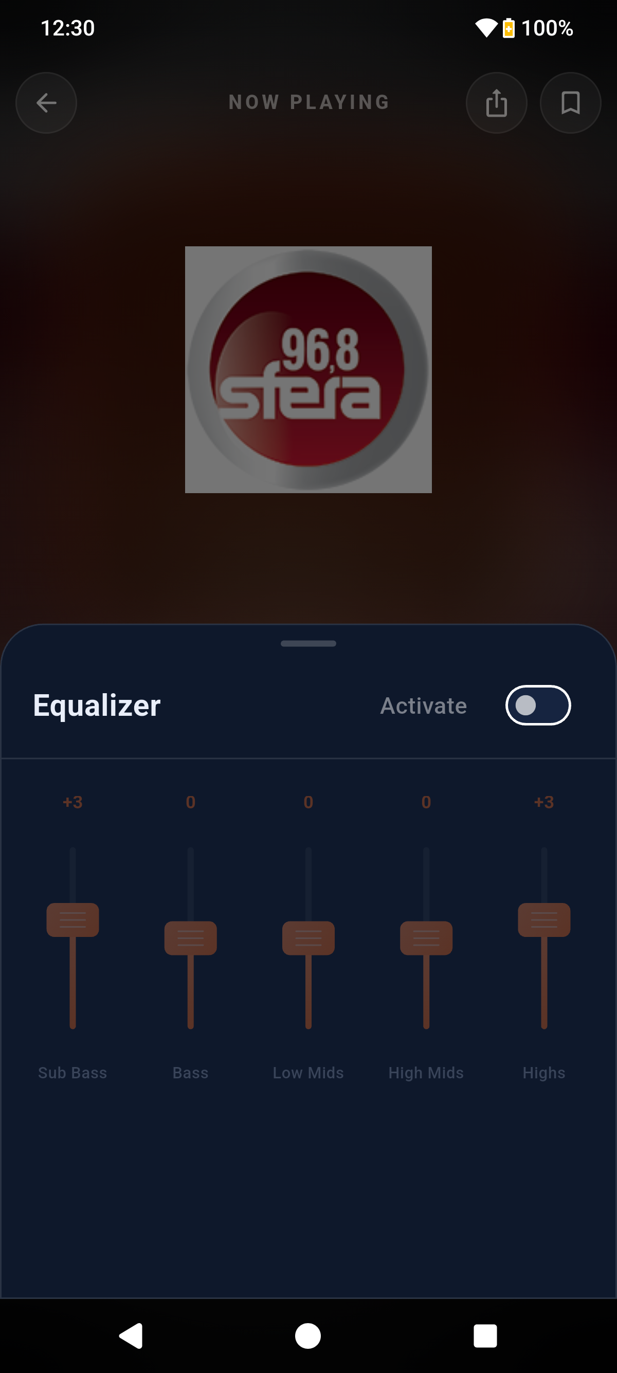 LUMA Stream native Android five-band equalizer